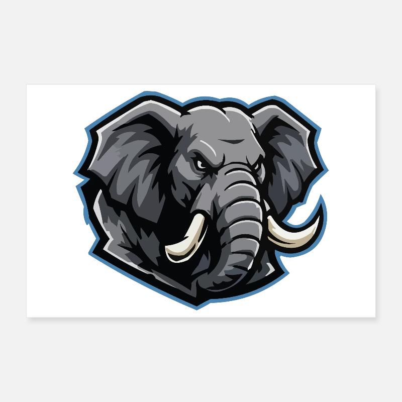 Logo de la mascotte tête d’éléphant Poster 30 x 20 cm