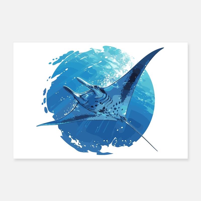 Rays Manta Rays Poster 12" x 8" (30x20 cm)
