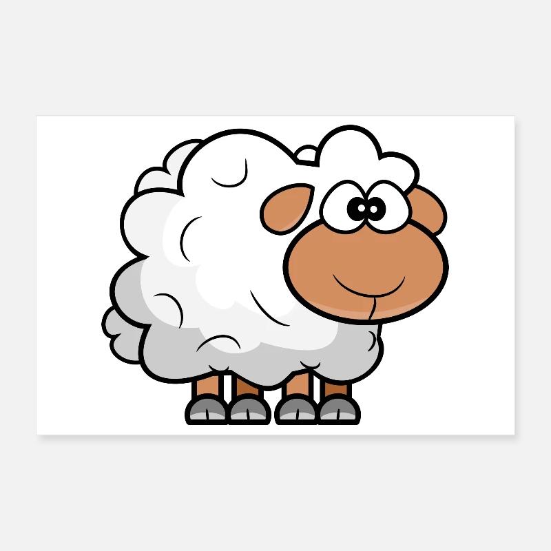 Cartoon Comic Sheep Poster 12" x 8" (30x20 cm)