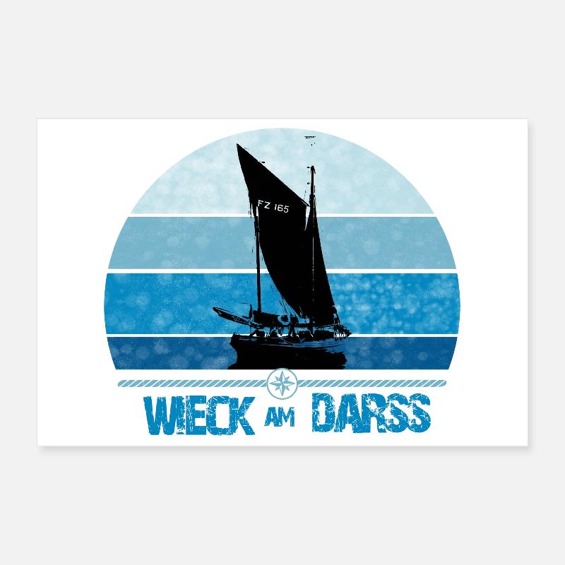 Wieck am Darss mit Zeesboot Poster 30x20 cm