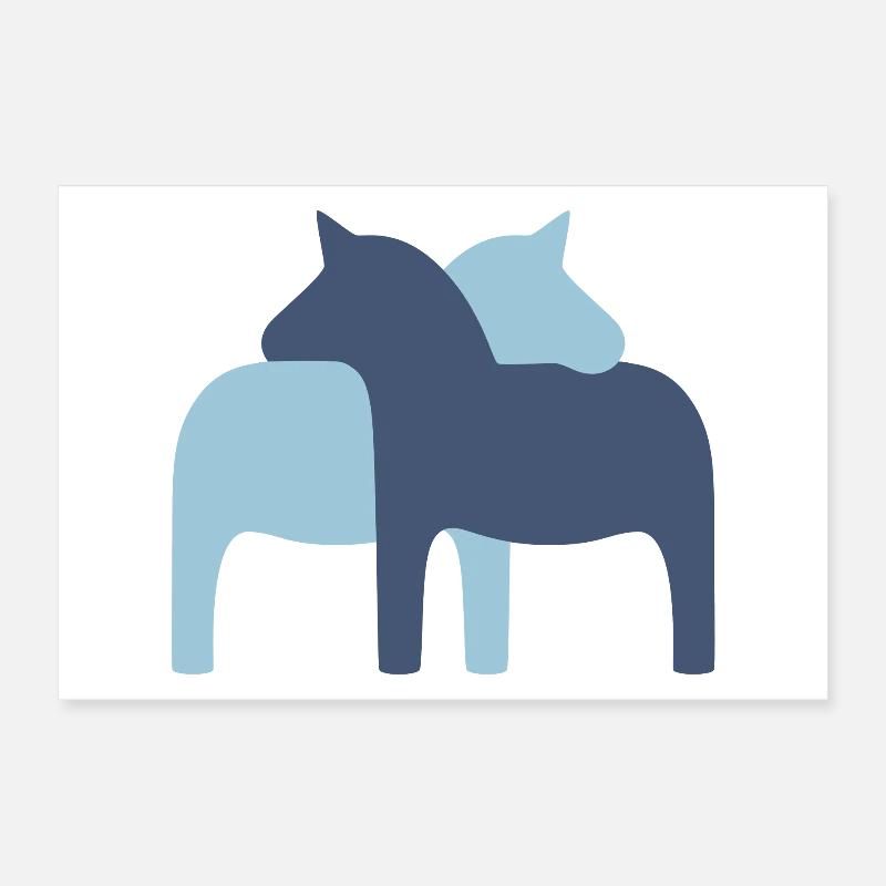 Dalapferd Paar hellblau dunkelblau Pferde Liebe Poster 30x20 cm