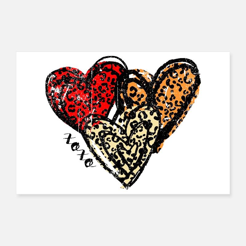 Leopard Hearts Trio Poster 12" x 8" (30x20 cm)