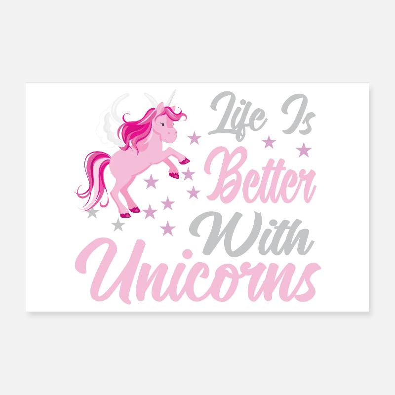 Leben ist besser mit Einhörnern Poster 30x20 cm