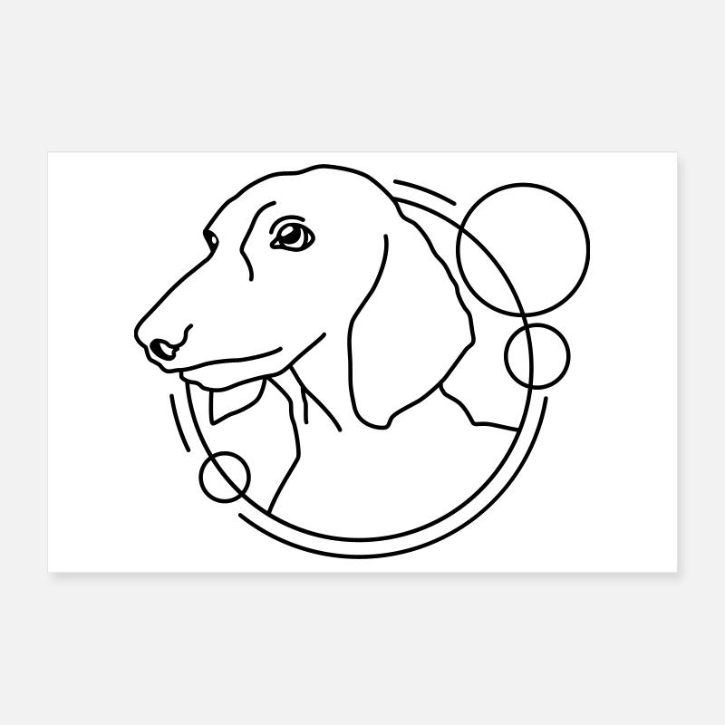 Teckel en forme géométrique - Design d’art au trait Poster 30 x 20 cm