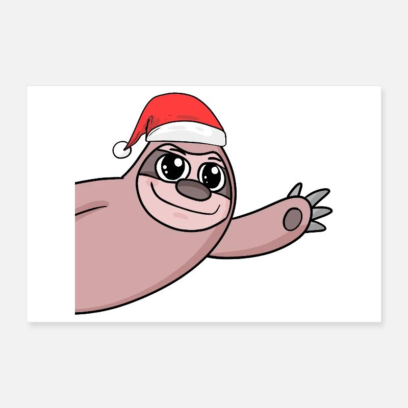 Sloth Christmas Hello Greeting Poster 12" x 8" (30x20 cm)