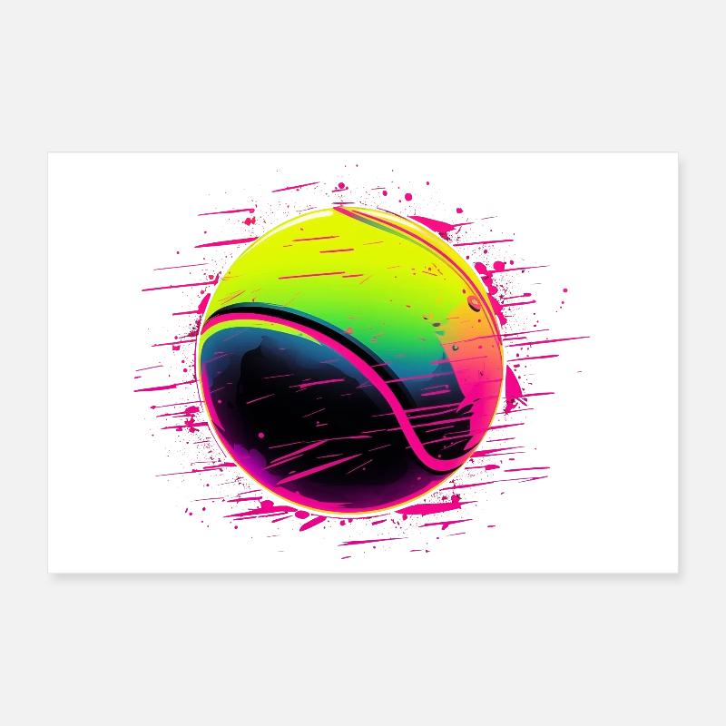 Balle de tennis style synthwave Poster 30 x 20 cm