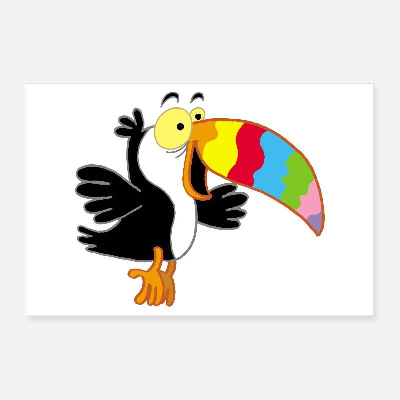 Oiseau et bec multicolore Poster 30 x 20 cm