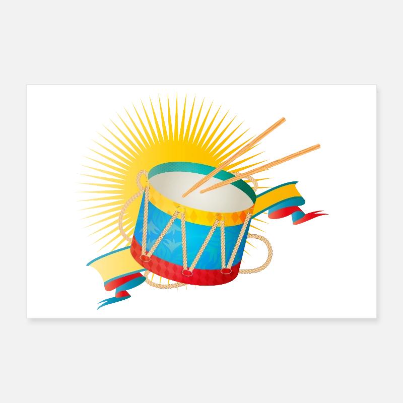 Bunte Blechtrommel mit Sonne und Banner Poster 30x20 cm