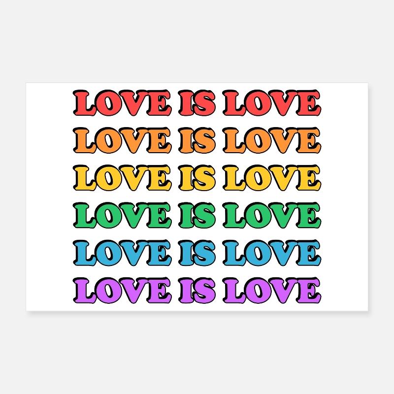 Rainbow  Live and Let Live Typography Poster 12" x 8" (30x20 cm)