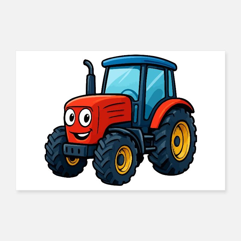Impression de tracteur de ferme drôle Poster 30 x 20 cm