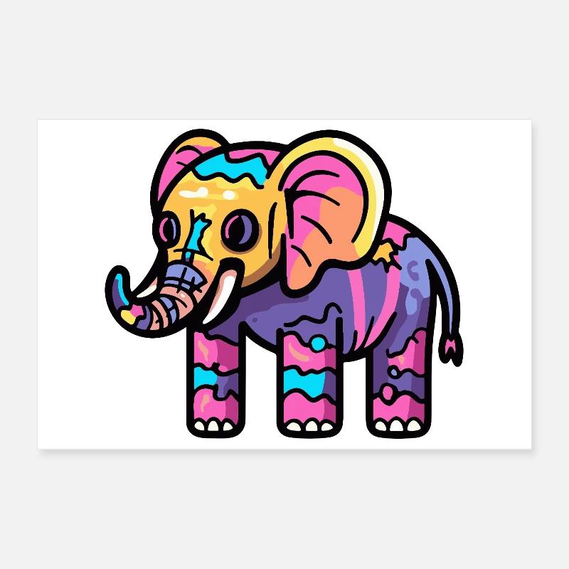 Éléphant Halloween Zombie Poster 30 x 20 cm