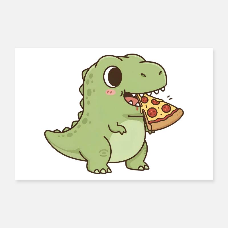 T-Rex isst Pizza Poster 30x20 cm