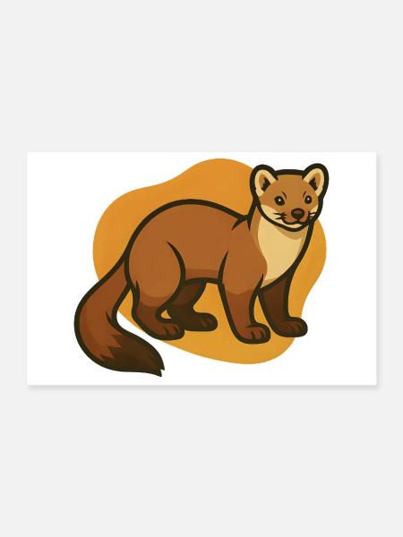 Gemütliche Marder-Illustration - Poster 30x20 cm - Weiß