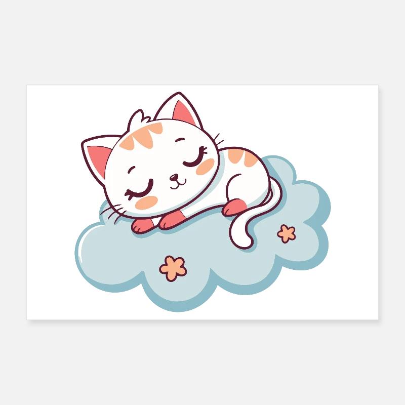 Sleeping Kitten on Soft Cloud Poster 12" x 8" (30x20 cm)