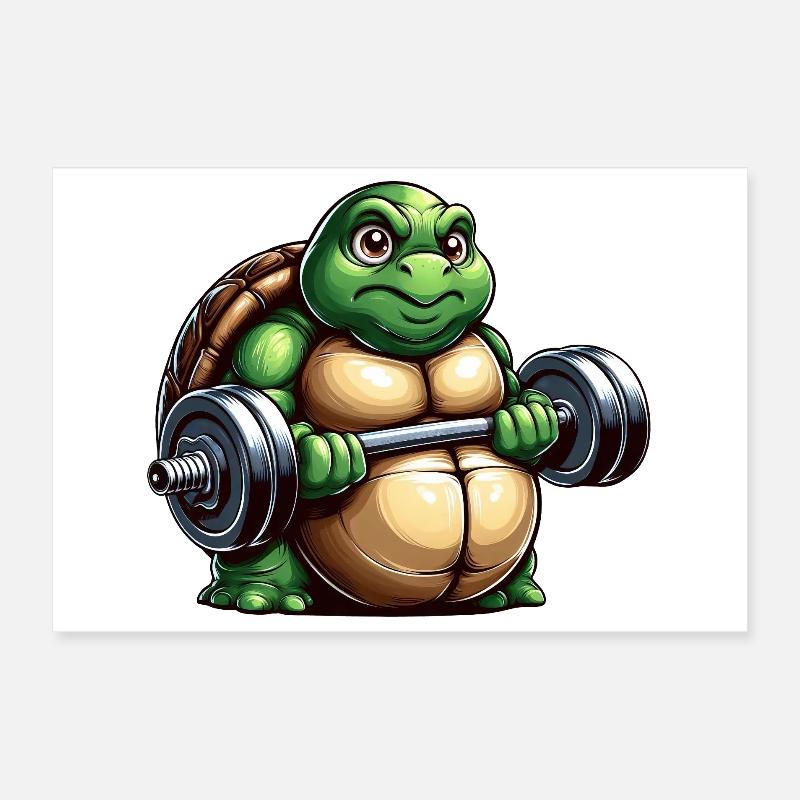 Grimmige Schildkröte Hantel Training Workout Poster 30x20 cm