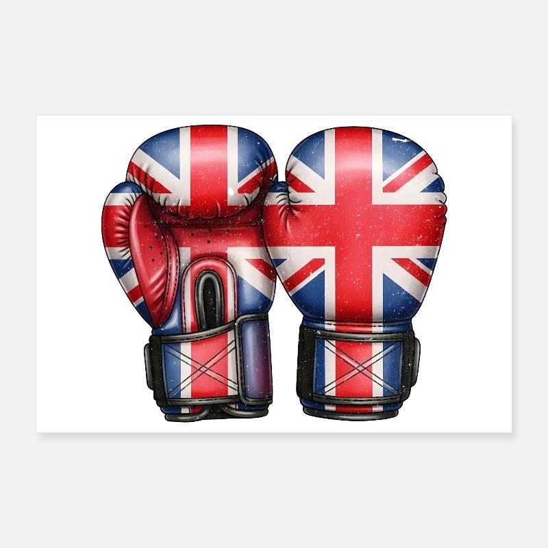 Angleterre Gants de boxe anglais Drapeau britannique Poster 30 x 20 cm