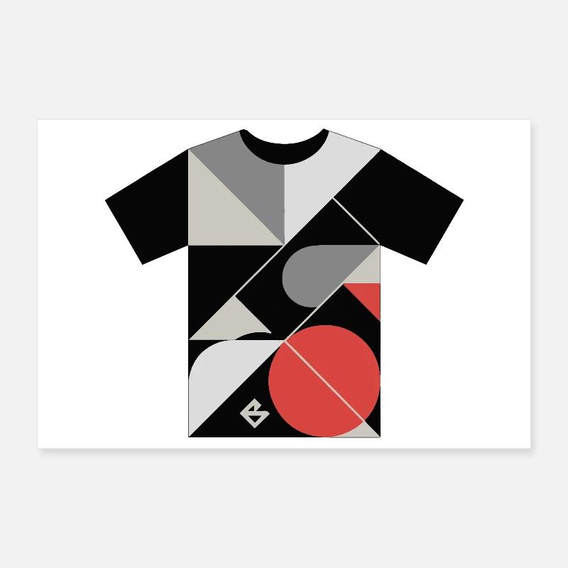 Geometrisches Mosaik: Rote Kreisblöcke Poster 30x20 cm