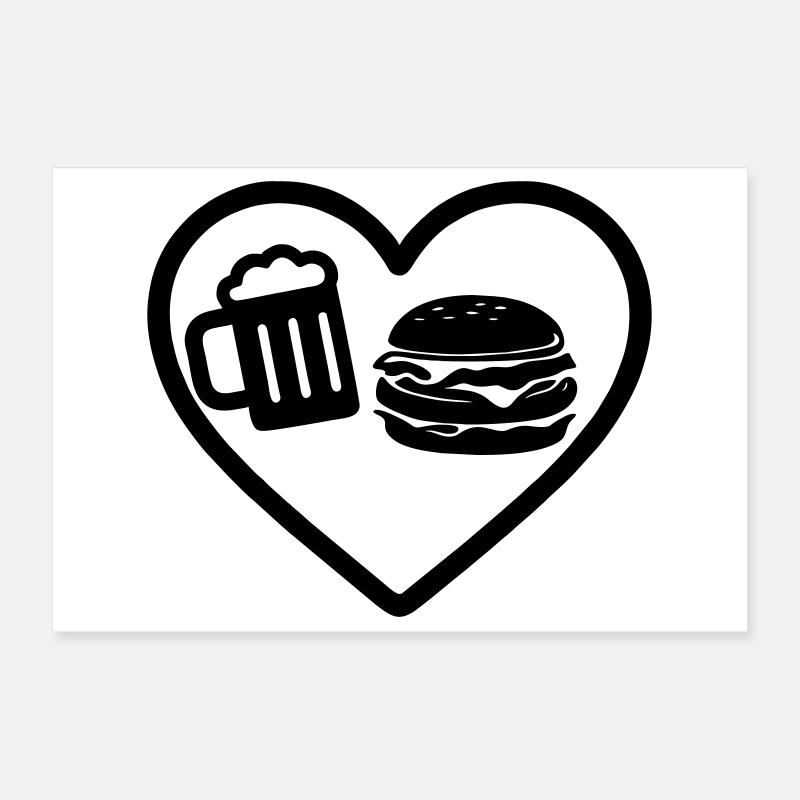 Heart Burger Bier Poster 30x20 cm