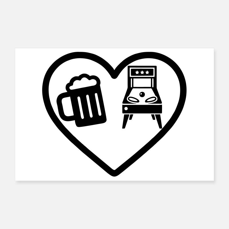 Humour de flipper à la bière de cœur Poster 30 x 20 cm