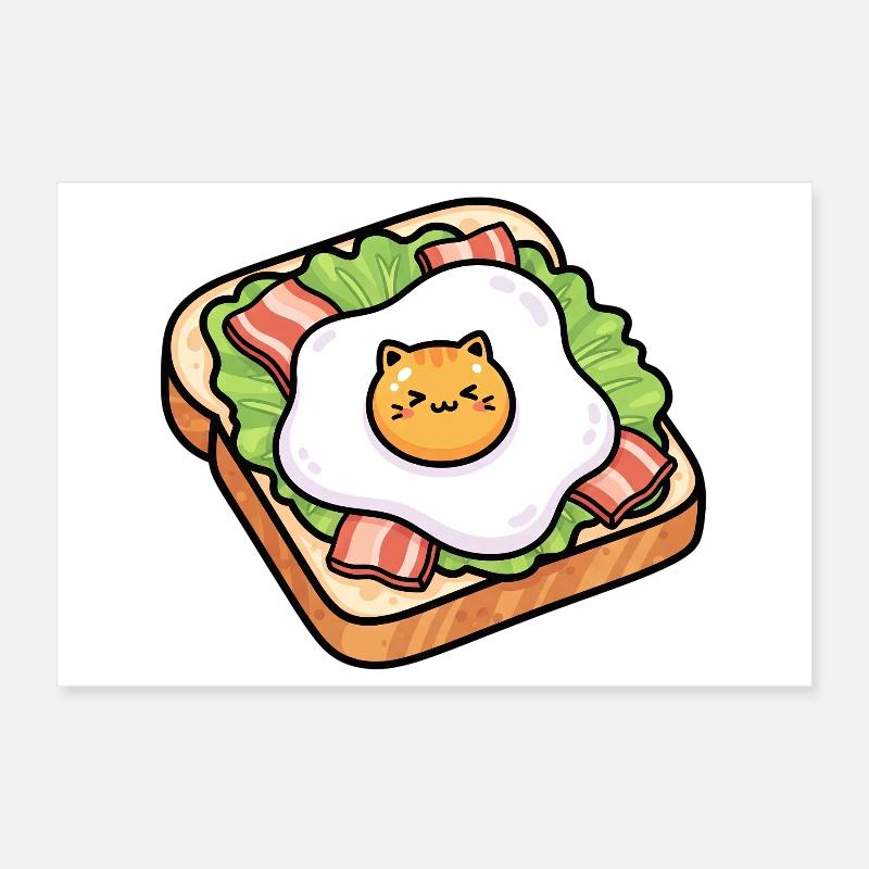 Sunny Toast Cat Egg Poster 12" x 8" (30x20 cm)