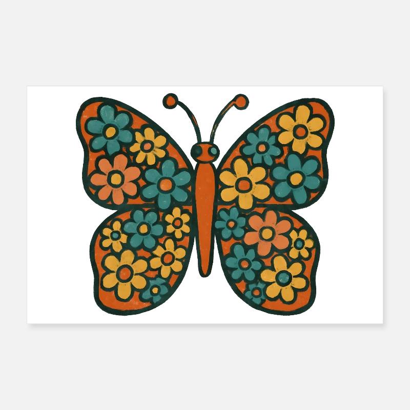 Butterfly with floral pattern Poster 12" x 8" (30x20 cm)