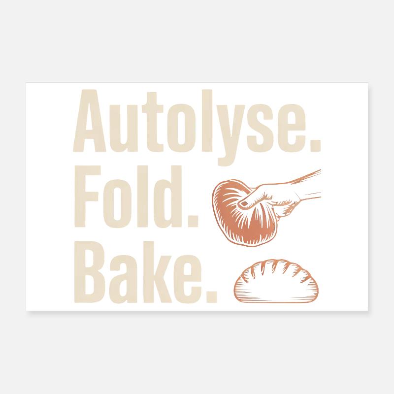 Autolyse Fold Bake Bread Art Poster 12" x 8" (30x20 cm)