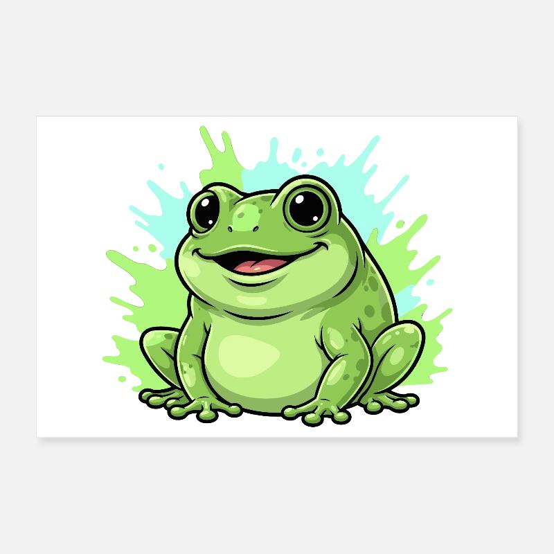 Frösch mit Farbspritzer Hintergrund Poster 30x20 cm