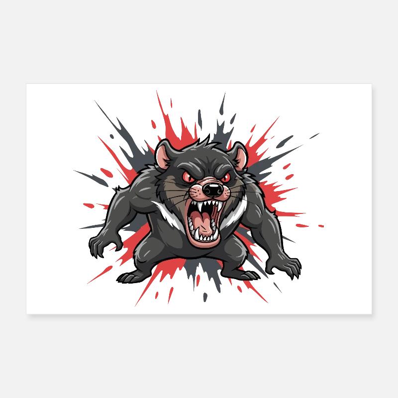 Tasmanischer Teufel im Comicstil Poster 30x20 cm