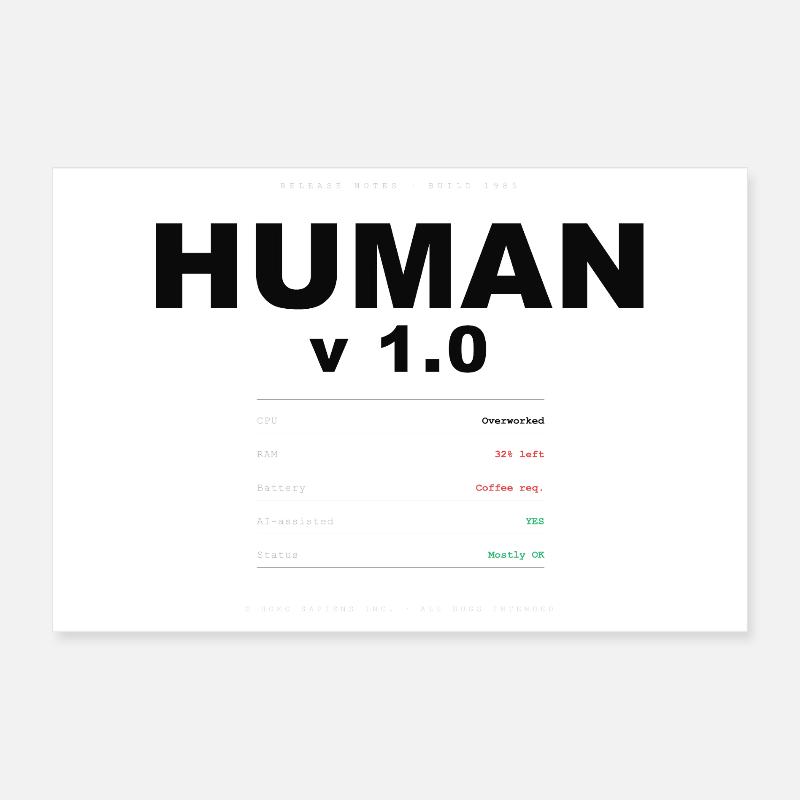 HUMAN V1.0 SPEZIFIKATIONEN Poster 30x20 cm
