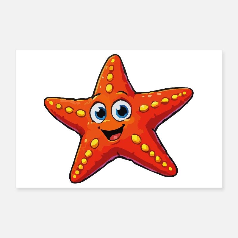Starfish Cartoon Poster 12" x 8" (30x20 cm)