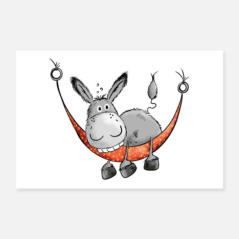 Relaxing Donkey - Comic - Cartoon Poster 30 x 20 cm