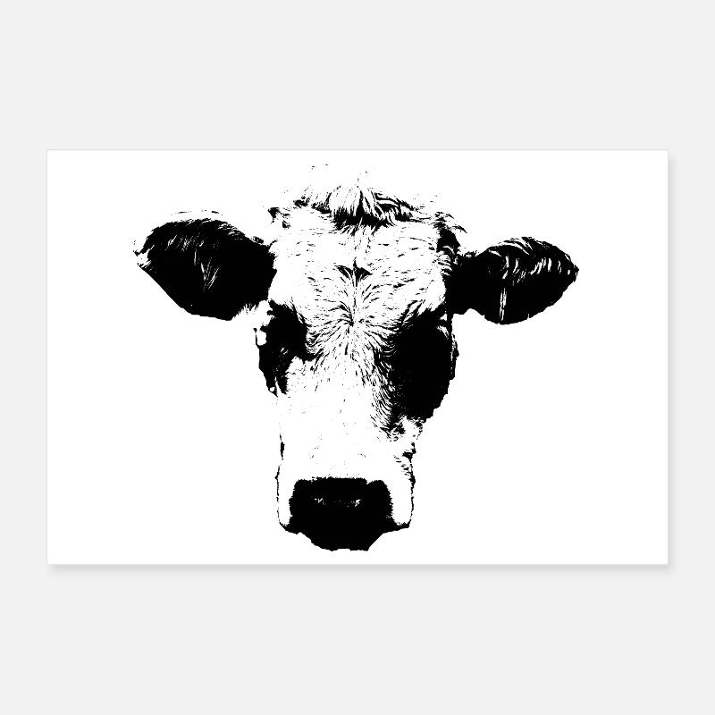 Bande dessinée vache en noir et blanc Poster 30 x 20 cm