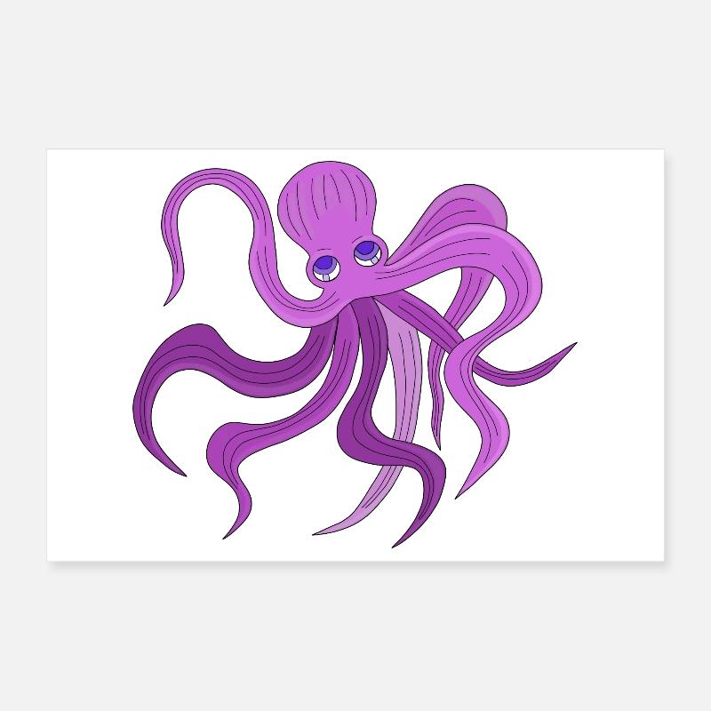 A fluffy octopus swinging tentacles Poster 12" x 8" (30x20 cm)