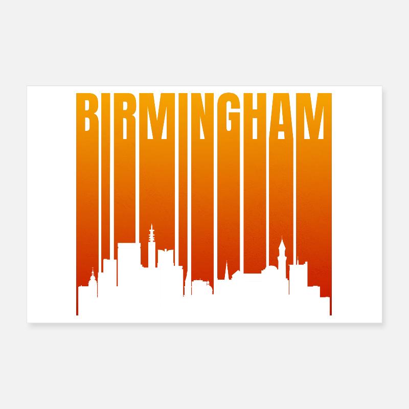 Rayures néon de la Skyline de Birmingham Poster 30 x 20 cm