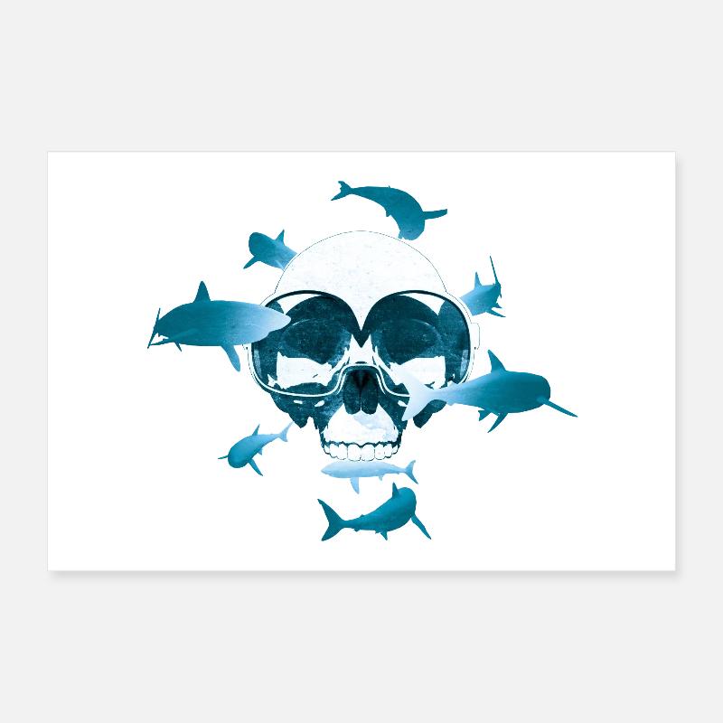 Schädel & Tauchen Poster 30x20 cm