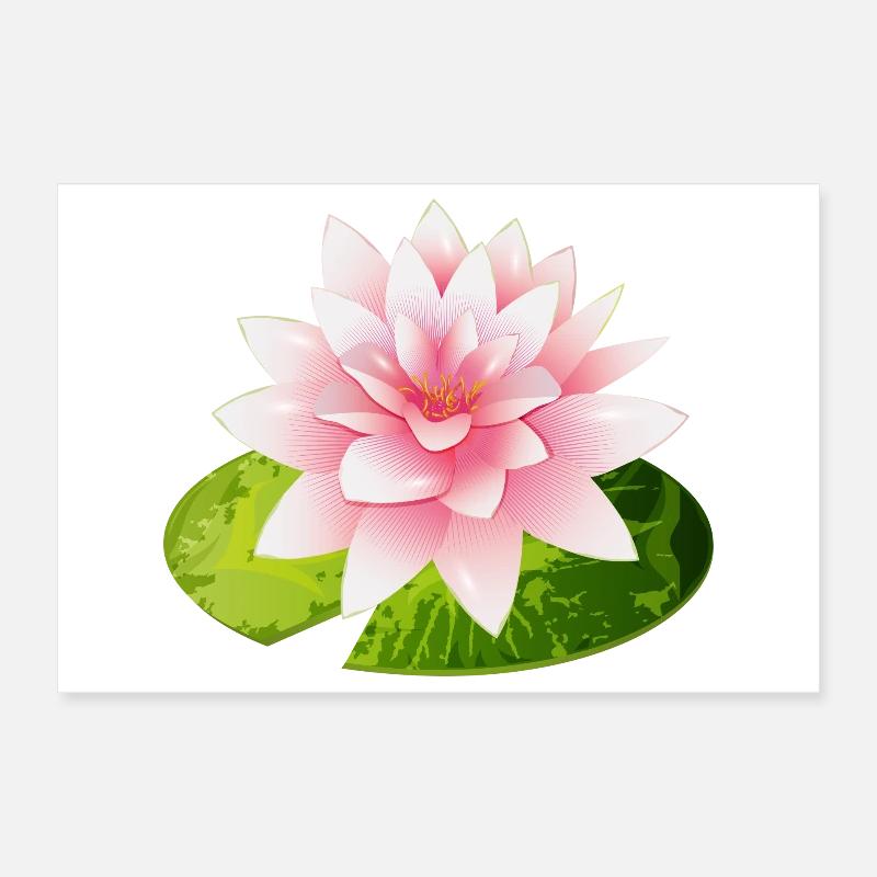 nénuphar brillant avec pétale de nénuphar vert Poster 30 x 20 cm