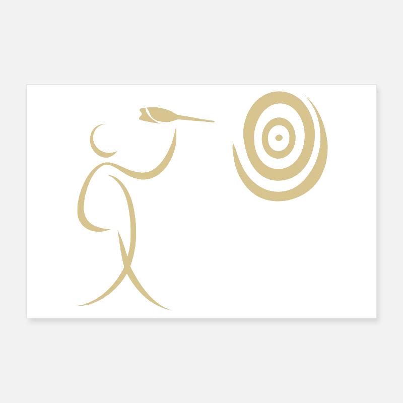Joueur de fléchettes minimaliste avec fléchette et fléchette Poster 30 x 20 cm