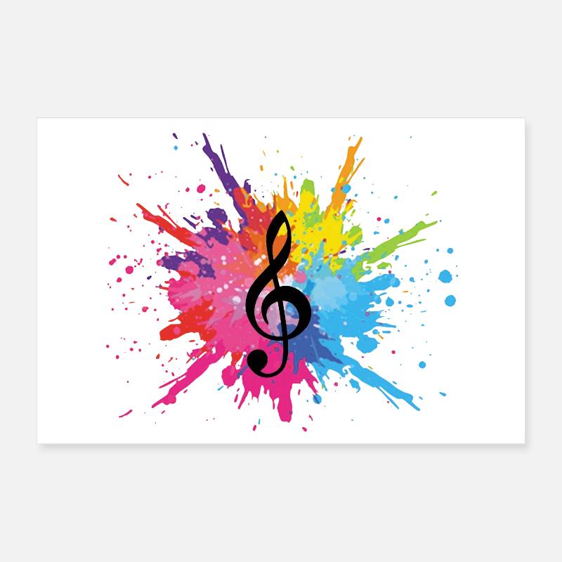 Musique et explosion multicolore (noir) Poster 30 x 20 cm
