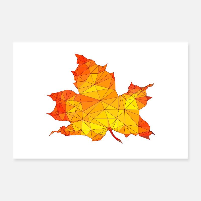 Polygonales Herbst Ahorn Baum Blatt Poly Kunst Poster 30x20 cm