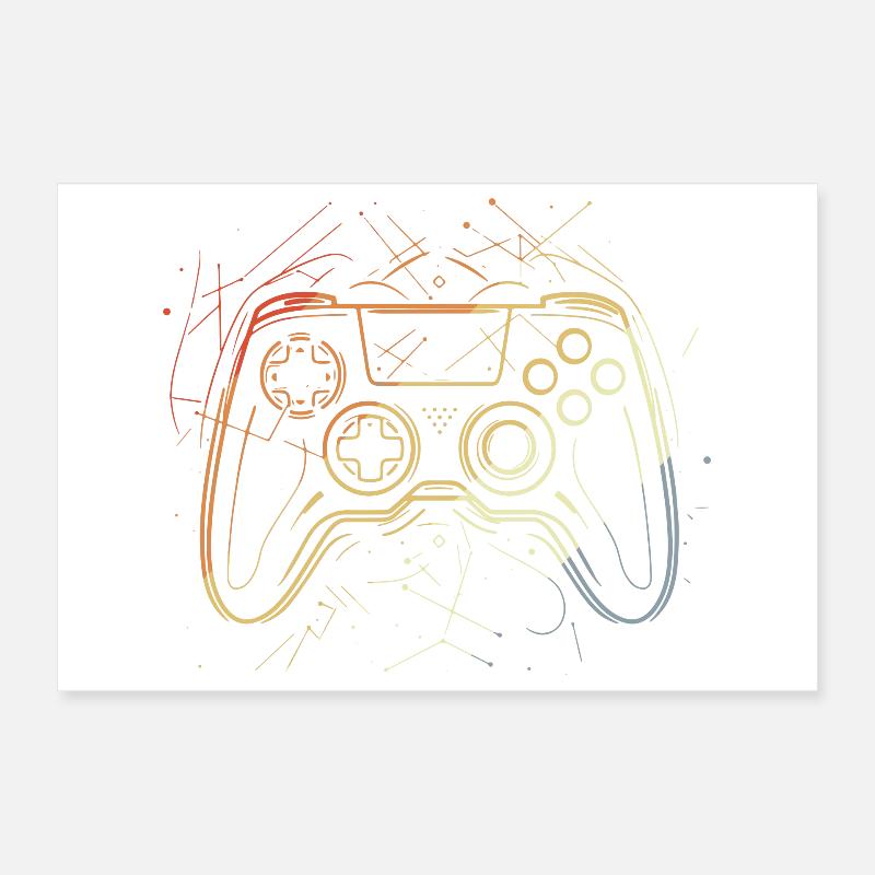 Gaming Controller Skizze Retro Poster 30x20 cm