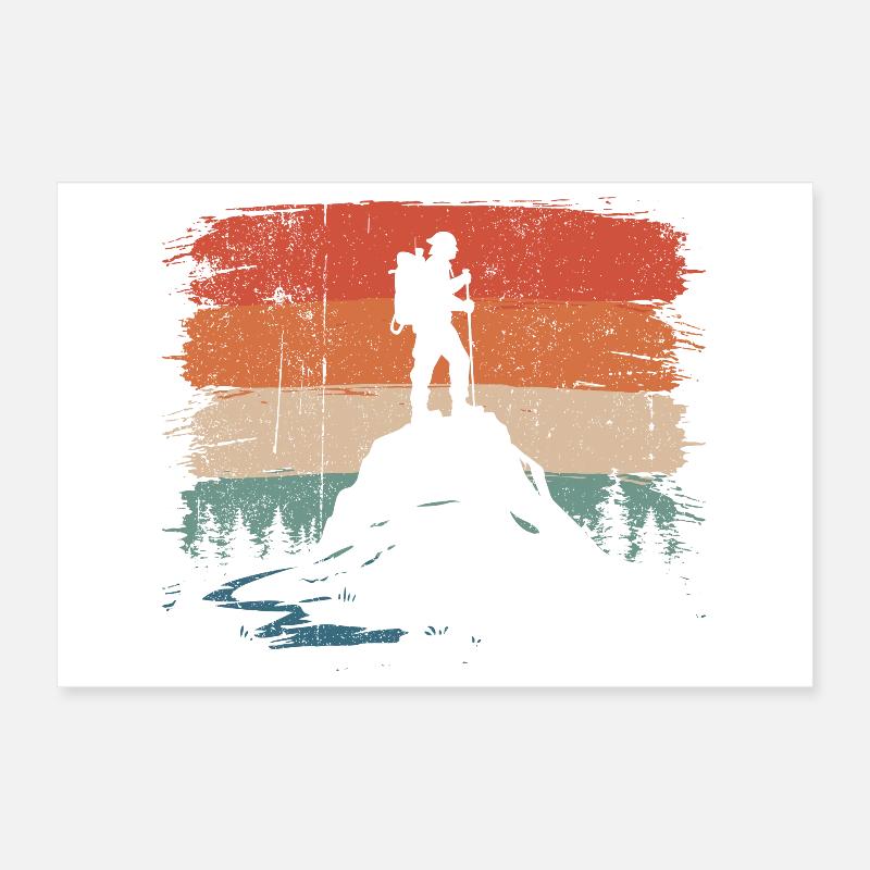Randonneur sur le Peak Sunset Poster 30 x 20 cm