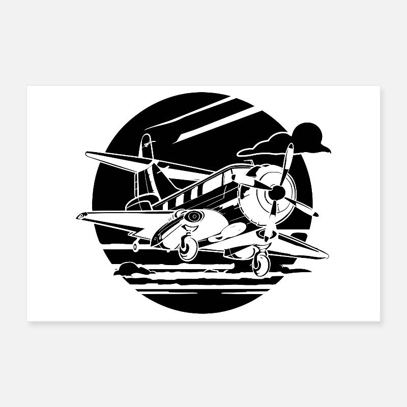 Dessin de l’avion de l’hélice Poster 30 x 20 cm