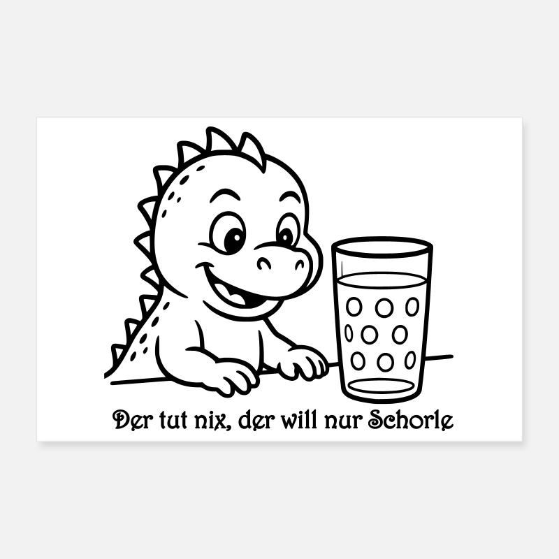 Babydrachen mit Dubbeglas2 Poster 30x20 cm