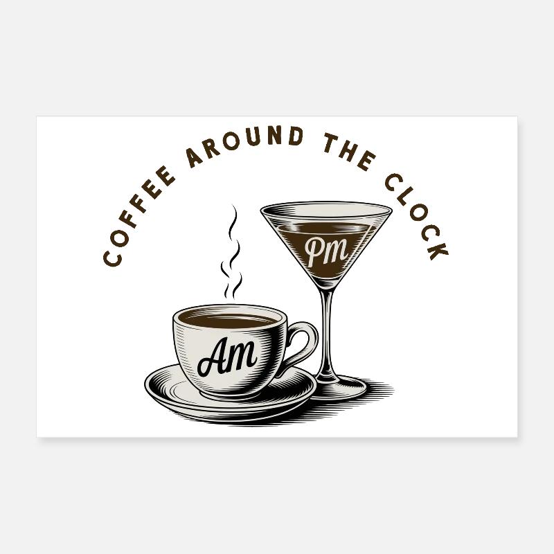 Coffee break, Coffee around the clock Poster 12" x 8" (30x20 cm)