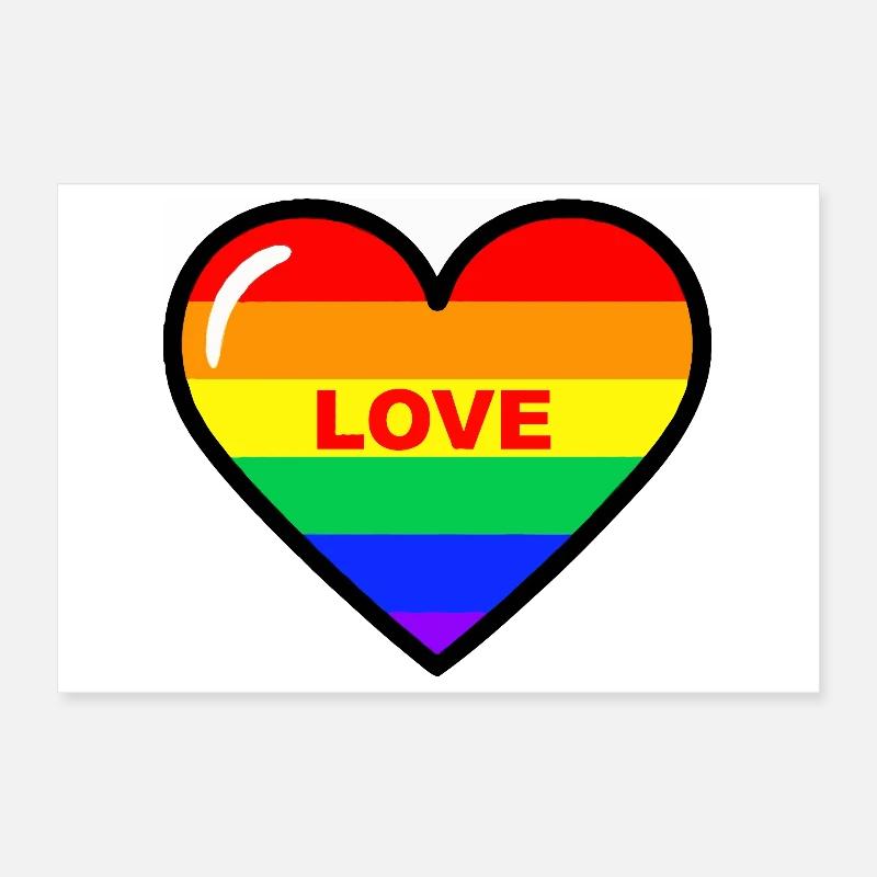 Regenbogen Herz Liebe Poster 30x20 cm