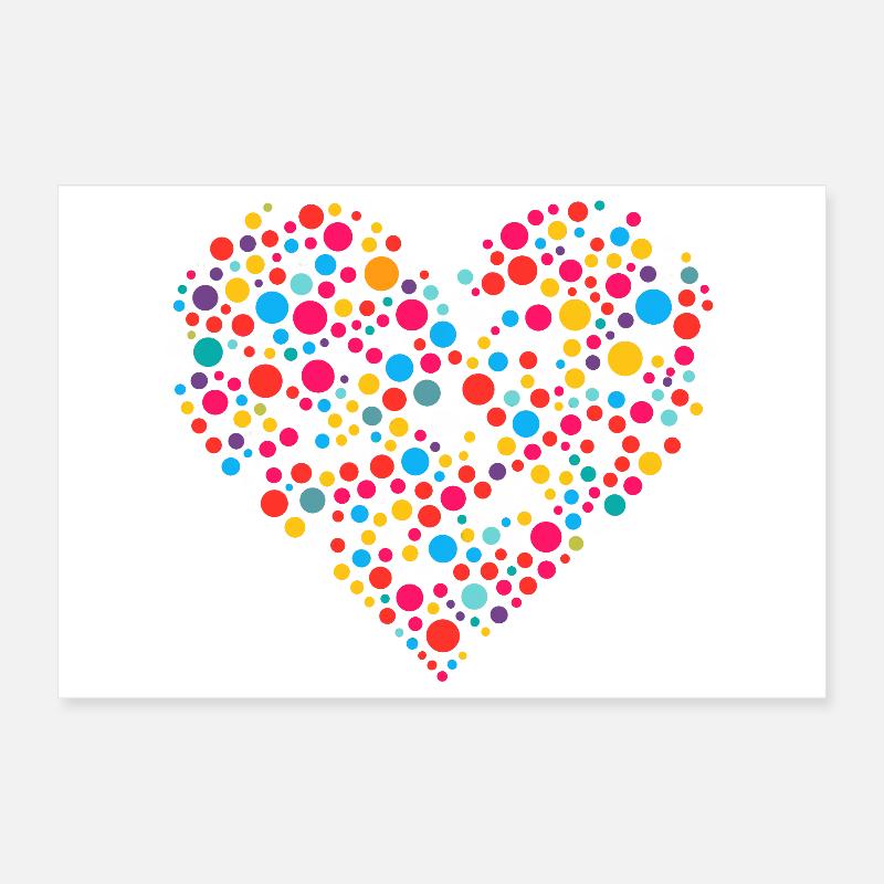 Mosaïque de coeur moucheté à points tachetés Poster 30 x 20 cm