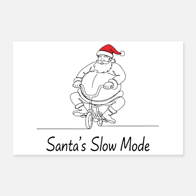 Père Noël à vélo mode lent Poster 30 x 20 cm