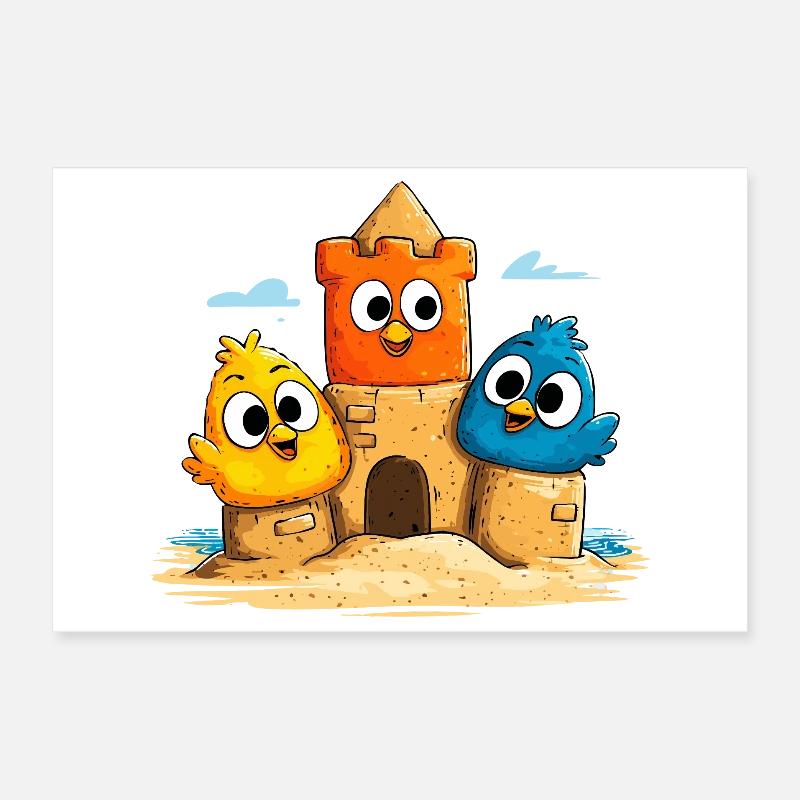 Trio des châteaux de sable coloré Poster 30 x 20 cm