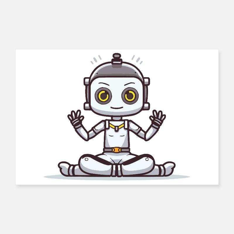 Small robot in lotus position Poster 12" x 8" (30x20 cm)