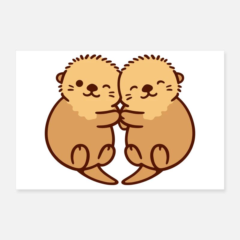 otter hug Poster 12" x 8" (30x20 cm)